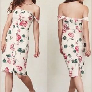 Reformation Marissa Off Shoulder Floral Midi Dress